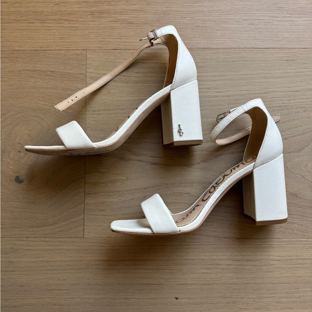 Sam Edelman White Block Heel Sandals
